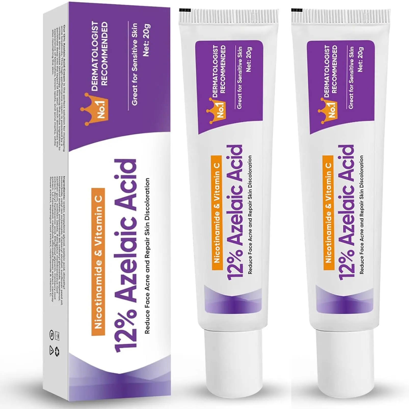 Azelaic Acid Serum 12% with Niacinamide & Vitamin C for Face, Facial Cream, Balance Excess Sebum & Smoothing Skin Blemishes Oil Skincare v olufi line