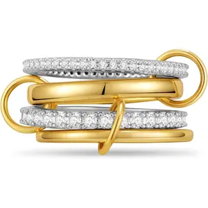 Elegant  Stackable Rings for Women - Non Tarnish Tri Color Rings Set,  for Everyday Wear Ring Band,  Mixed Metal Rings Stack Interlocking Ring with Hoops