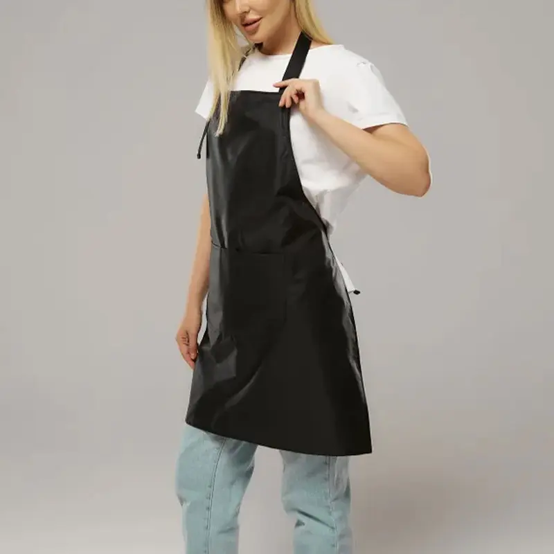 Easy Clean Plain Bib Apron, Easy Cleaning Apron, Waterproof Polyester Material, Stain Resistant, Dirt Resistant Apron, Suitable for Restaurant Staff & Home Chefs, Kitchen Aprons, Kitchen Cooking Apron