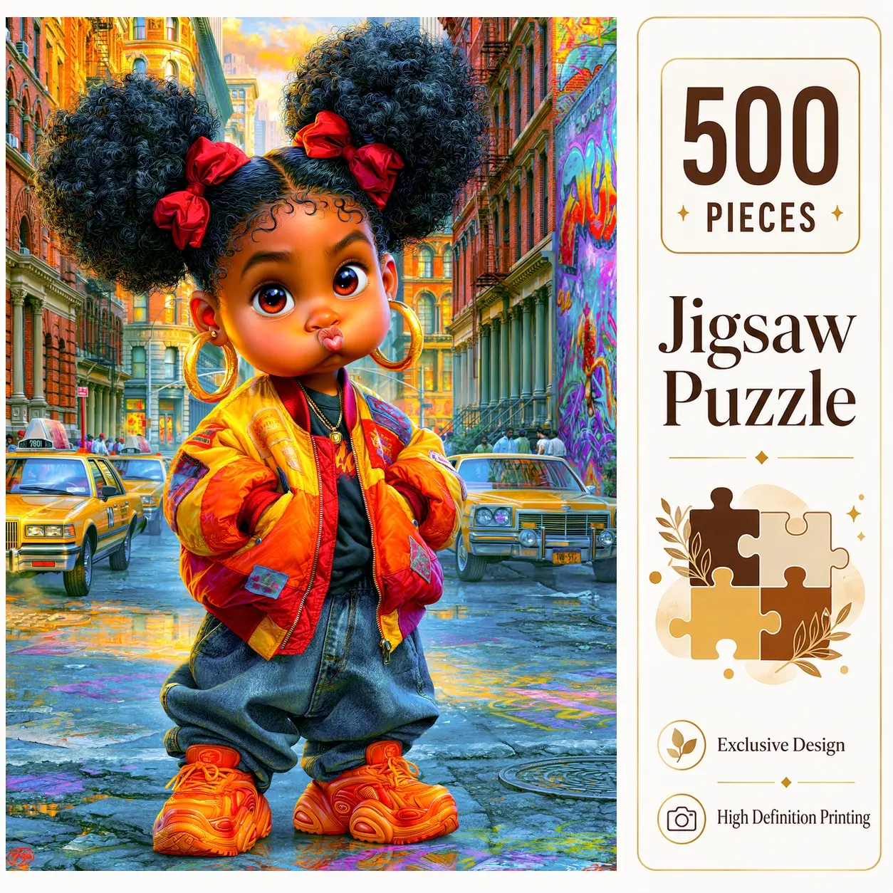500-Piece Urban Fashion Street Art Jigsaw Puzzle for Girls & Seniors, 15x20.5in (38x52cm) Family Game, Brain Exercise, Relaxation Tool, Wall Decor Gift, Adults