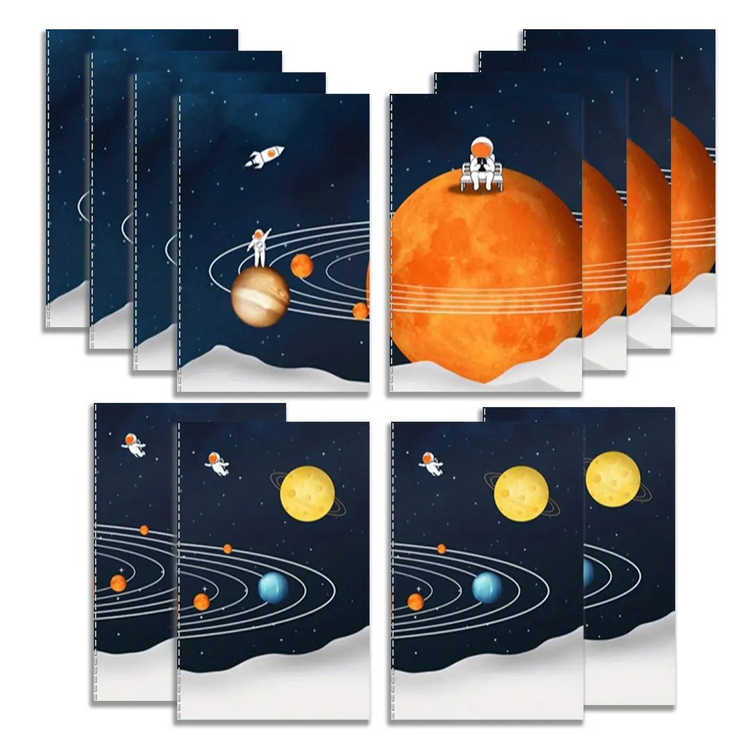 12 pieces, 3.2x5 inches, portable space-themed minimalist design notebook - travel journal, planner, sketchbook - suitable for students, professionals, artists, astronaut sketchbook