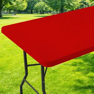 Rectangular Half-Size Tablecloth, Polyester Stretch Fit Washable, Ideal for Indoor Outdoor Garden Picnic Camping Party Birthday Banquet Restaurant, Washable Table Cover