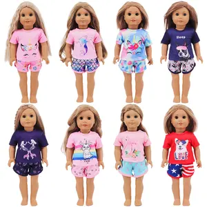 18 Inch American Girl Doll Clothes, Toy Dress-Up Pajamas, Summer Sleepwear for Dolls, Casual Wear for Playtime, Stylish Doll Clothes