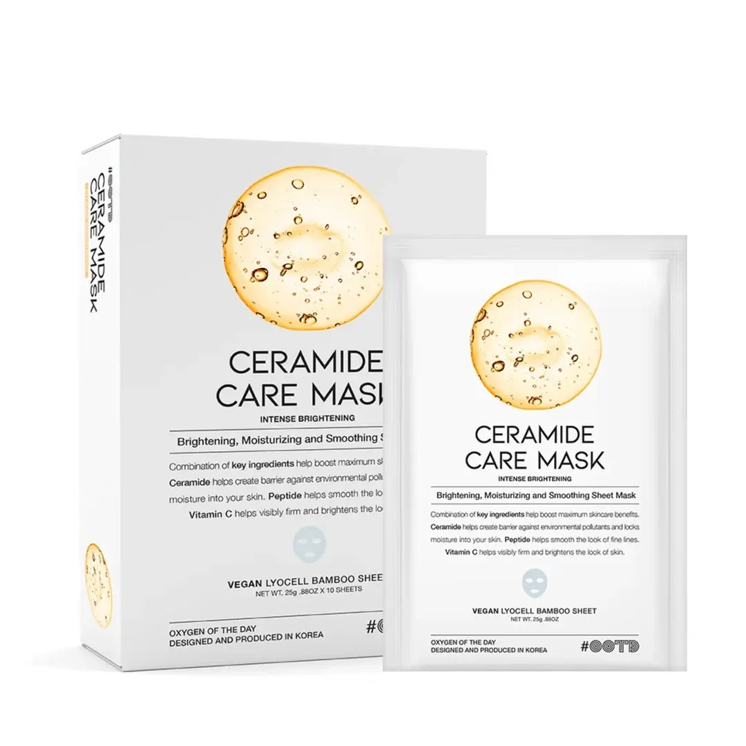 [Official #OOTD Partner] Ceramide Brightening Sheet Mask For Face, Moisturizing, Anti Aging Ceramide, Peptide, Vitamin C, EVE Vegan 10EA Beauty Mask Daily Face Mask Repair Sheet Mask Hydrating Firming Brightening