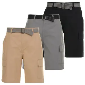 Men's 3 Pack Cotton Stretch Ripstop Cargo Shorts With Belt
