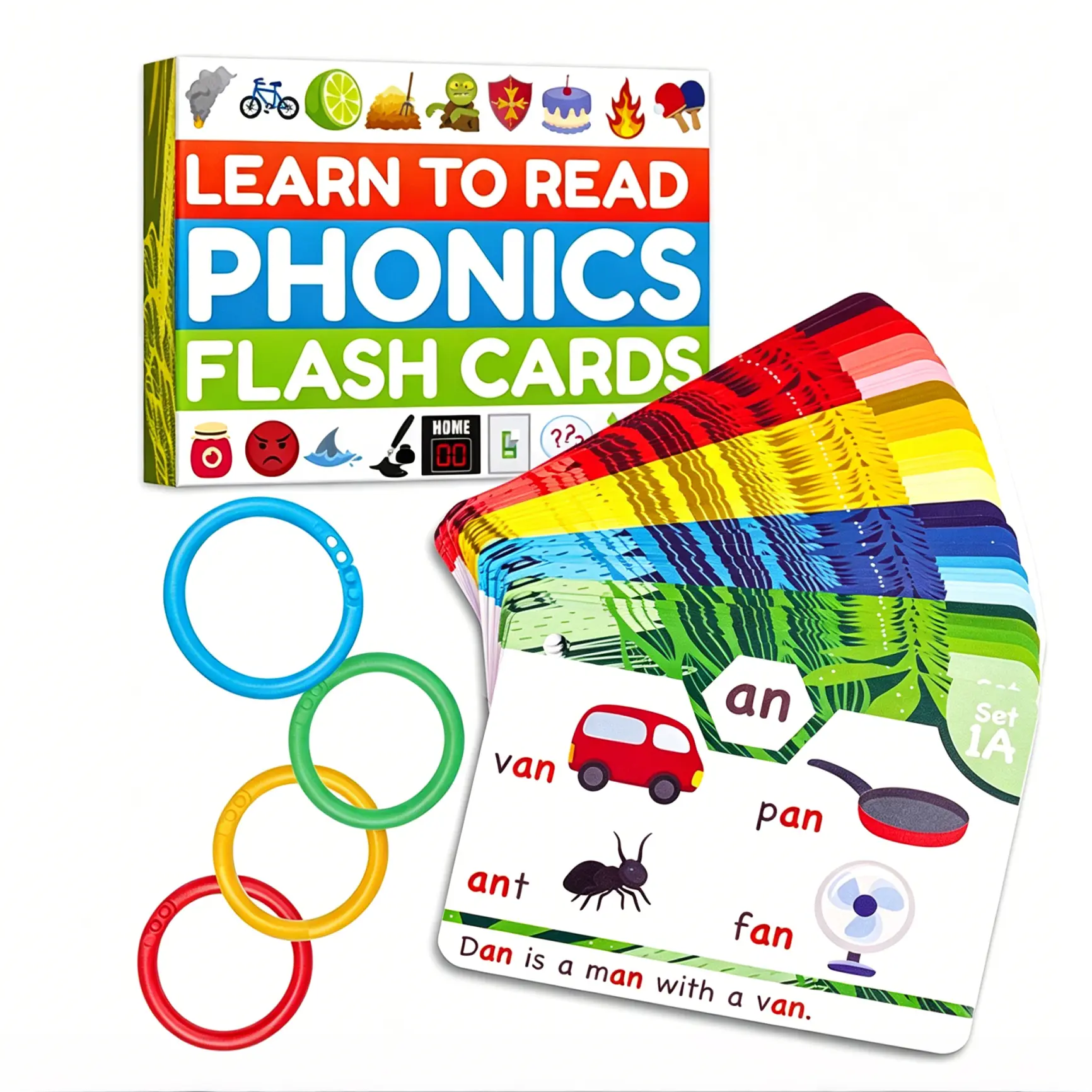 Phonics Flash Cards for Toddlers - Reading Learning Tools with CVC Words, Blends, Sight Words - Montessori Educational Toys for 3-8 Year Olds, Classroom Teaching & Homeschool Supplies, Toddler Learning Activities, Phonics for Kids