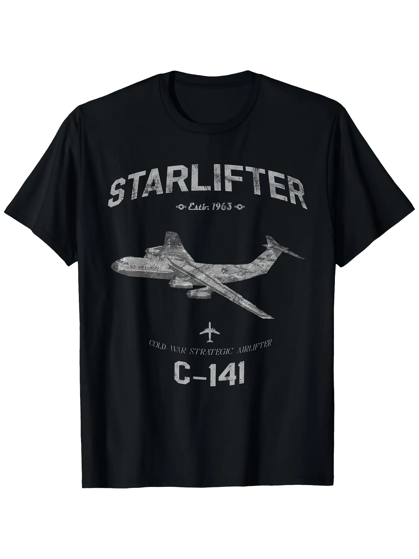 Vintage C-141 Starlifter 1963 Airplane Pilot T-Shi unisex soft cotton short sleeve t shirt, vintage graphic casual tee for men women teens, perfect birthday holiday gift for camping travel gym daily street  wear