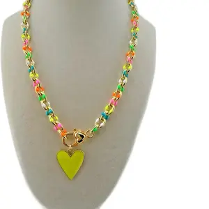 The Lumil LumiLock Reversible Heart Necklace 20 Inch Gold-Filled Chain with Vibrant Enamel Accents & Signature Heart Carabiner Clasp