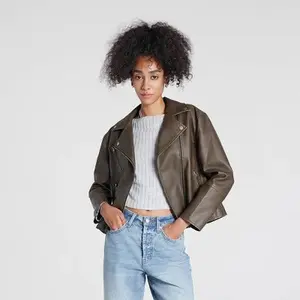 Women's Faux Leather Biker Jacket - Wild Fable Gray M
