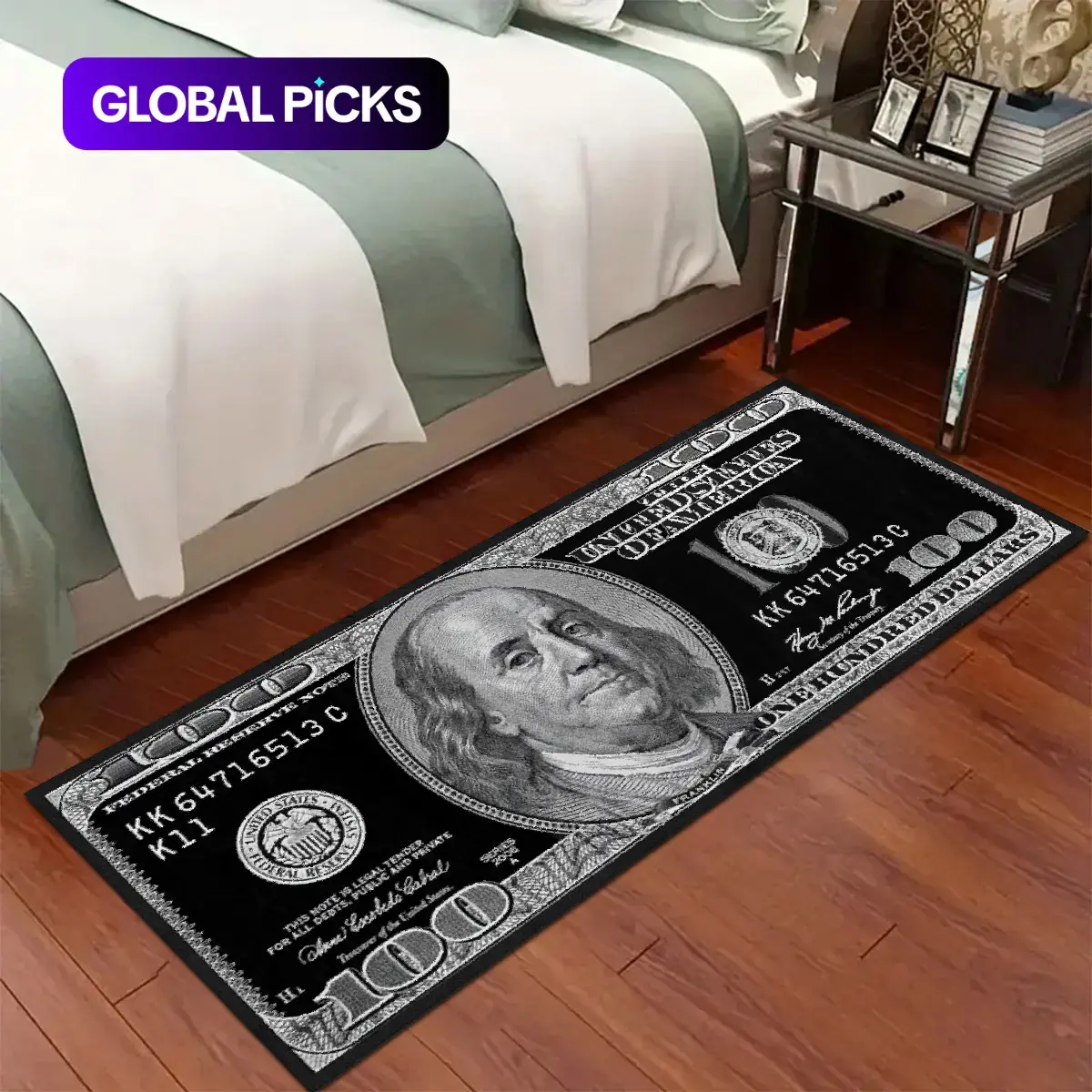 Dollar Pattern Runner Rug, Decorative Rug, 1-Count Long Vintage Rug, Soft and Comfortable, Machine Washable, Easy to Clean, Home Decor Rugs for Living Room, Bedroom, Bedside, Kitchen, Bathroom, Hallway, and Corridor #GLOBAL PICKS