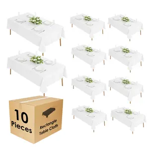 Craft And Party 10 Pack Rectangle Premium Tablecloth Wrinkle Free Washable Polyester Tablecloths for Kitchen Dining Wedding Birthday Party Buffet Restaurant Banquet