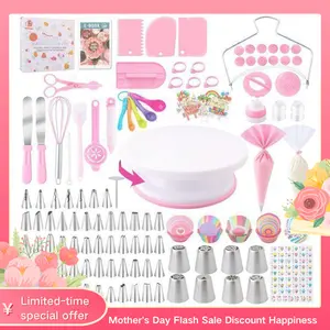 356 cake decoration kit tools, baking accessories with cake turntable, pastry piping bag, suitable for beginners' piping skills, easy to use Professional Cake Decorating Kit