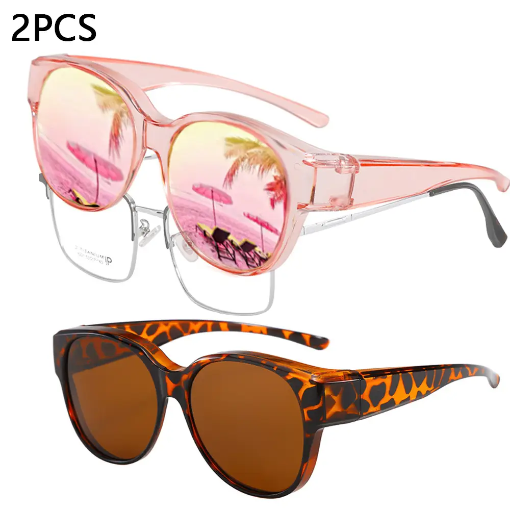 2PCS/1PCS Fit Over Glasses Sunglasses for Women Men, Oversized Cat Eye Sunglasses Polarized 100% UV400 Protection Eyewear Lightweight Classic Fun Tren