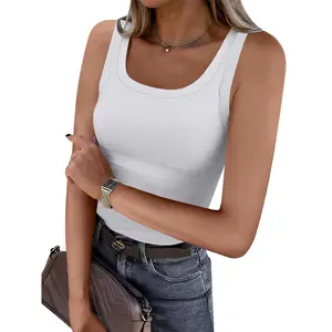 ANRABESS Womens Sleeveless Scoop Neck Tank Top Ribbed Fitted Summer Basic Slim Cute Tops 2026 Casual Minimalist Crop Tops Outdoor Skinny Camisole