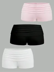 Women's Casual Knit Shorts Set, Three-Piece Comfortable Summer, Stylish Ladies' Clothing for Everyday Wear & Outdoor Activities