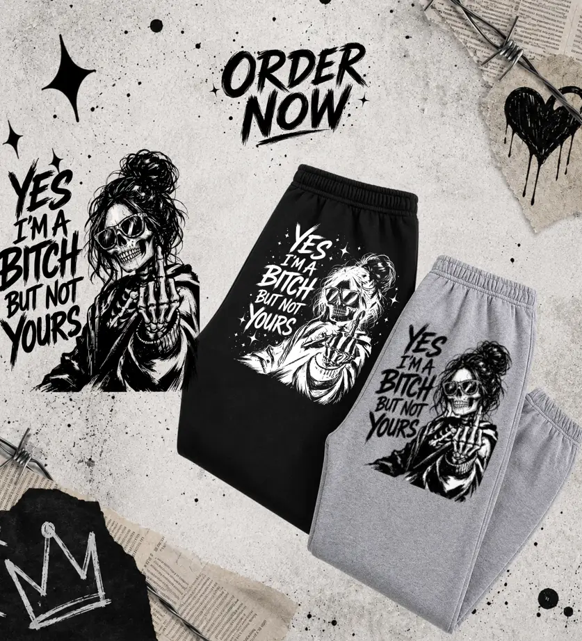 Unisex Gothic Skull Graphic Sweatpants, Heavy Blend Fleece, Soft Brushed Interior, Streetwear Casual Lounge Pants, Gift For Men And Woman
