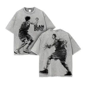 Rukawa x Sakuragi Slam Dunk Tee – Oversized Washed Vintage Shirt 260GSM | Classic Rivalry Anime Drop for Basketball Fans Top Womenswear