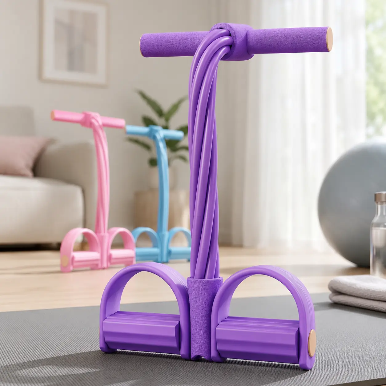 Multi-Functional Workout Bands for Legs - Home Workout Equipment, Foot-Ankle Puller Trainer for Foot Flex Training, Space-Saving Strength Training Tool (No Yoga Mat Included)