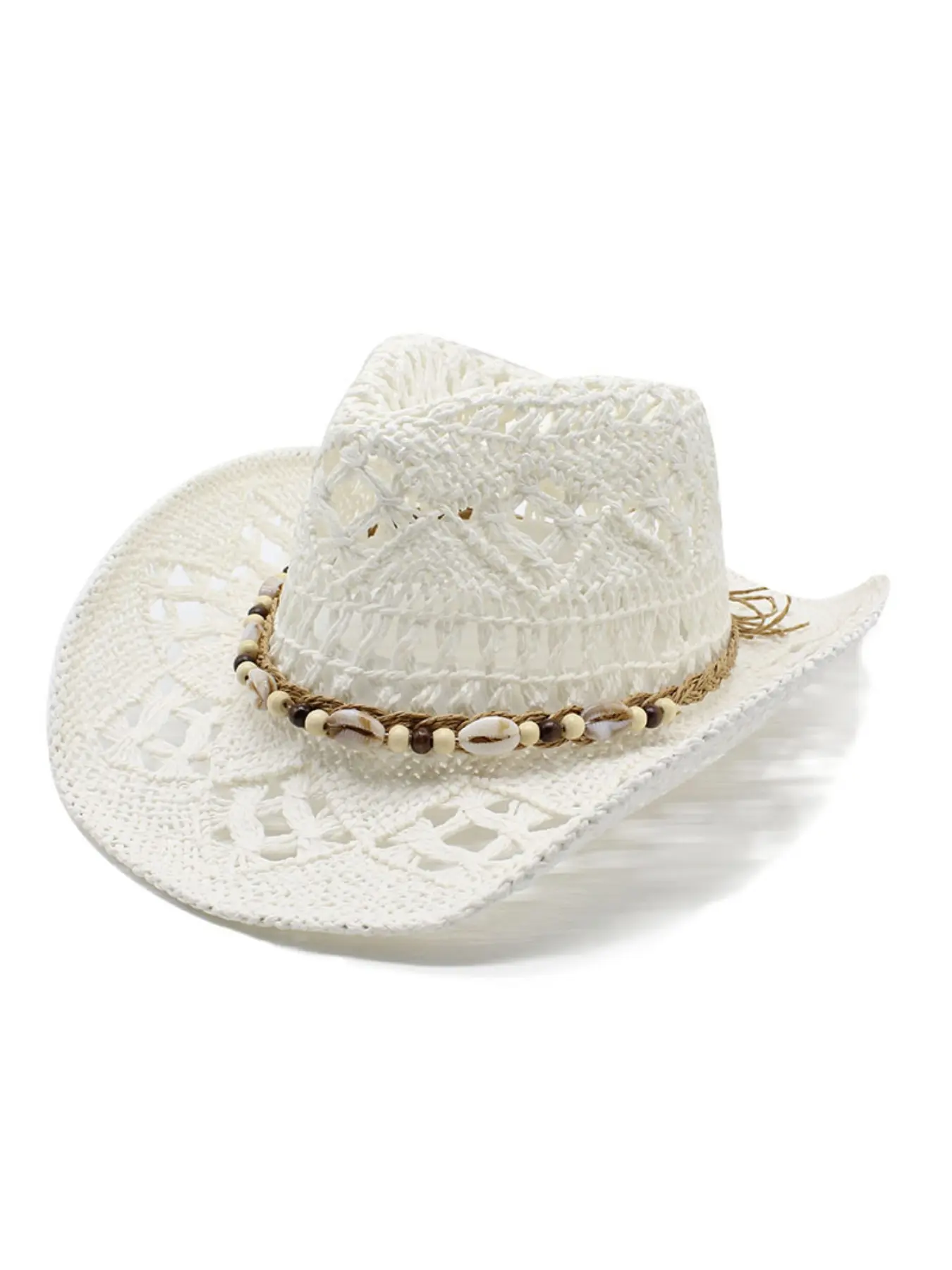 Spring and summer new fashion hollowed-out hand-woven ethnic style denim straw hat, Cowboy Hat, outdoor travel sun protection sun hat, trendy, Casual Trendy Hat