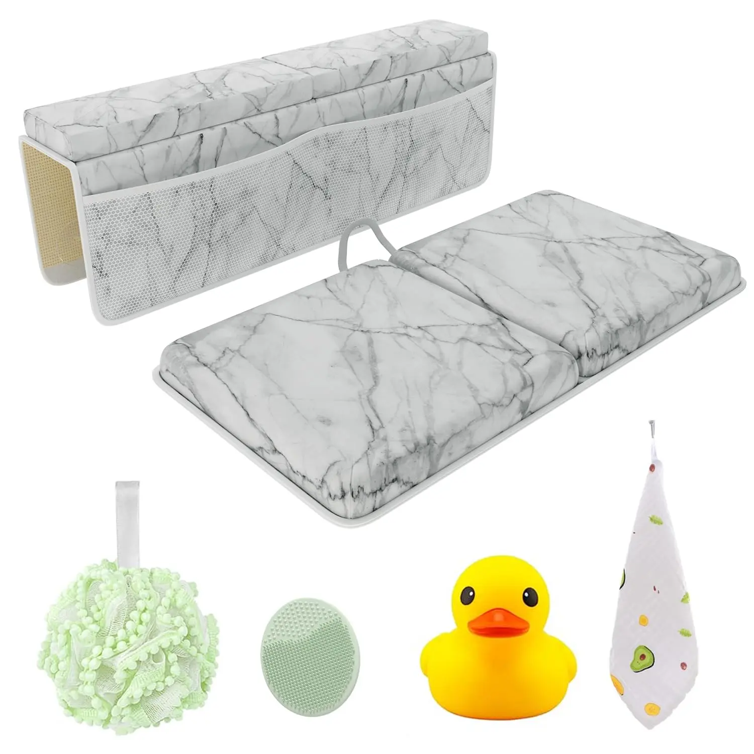 Sleepah Baby Bath Kneeler and Elbow Rest Pad Set with Memory Foam - Marble