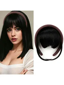 Clip-In Bang Hairband, Face Framing Bangs, Deep Velvet, Fashionable Removable Velcro Frontal Hairpiece, Natural Forehead Hair Supplement, Hair Extensions