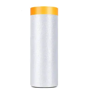 Painters Plastic with Tape, Pre-Taped Masking Film, Automotive Best Tape and Drape, Paint Adhesive Protective Film Roll