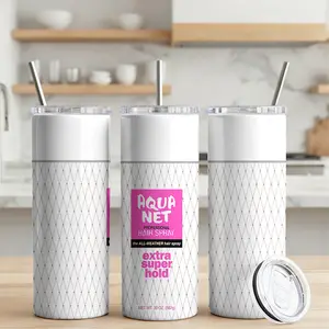 1 Pc 20oz Insulated Tumbler, Retro Aqua Net Hair Spray Design with Brush & Steel Straw, Double-Walled Stainless Steel Cup for Hot/Cold Drinks, Perfect Gift for 80s & 90s Fans, Ideal for Daily Use.