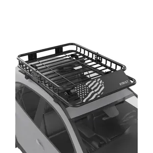 GARVEE 49"x 36"x 5" Roof Rack Basket Rooftop Cargo Carrier with Extension Black Car Top Luggage Holder Universal for SUV Cars