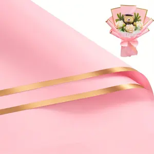 10/20pcs Gold Edge Jelly Film for Valentine's Day, Anniversary, Wedding Waterproof Flower Wrapping Paper, Floral Bouquet Packaging Supplies, Gift Wrapping Supplies, Bouquet Wrapper