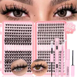 DIY Mixed Styles Eyelash Cluster Set, Diy Eyelash Clusters, Manga/Natural Soft Long-Lasting False Lash Book, Extensions for Beginners, Multiple Lengths, Includes Bond&Seal &Remove&Eyelash Tweezers, Volume Lashes