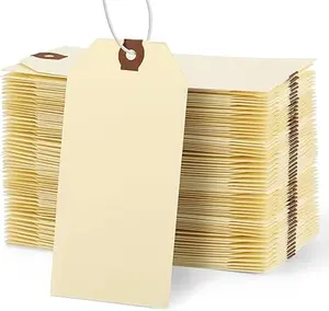 Manila Shipping Tags 100pk | 4.75x2.38" Heavy Duty Tags with Elastic Bands & Reinforced Brass Eyelets | Warehouse/Retail Inventory Essentials