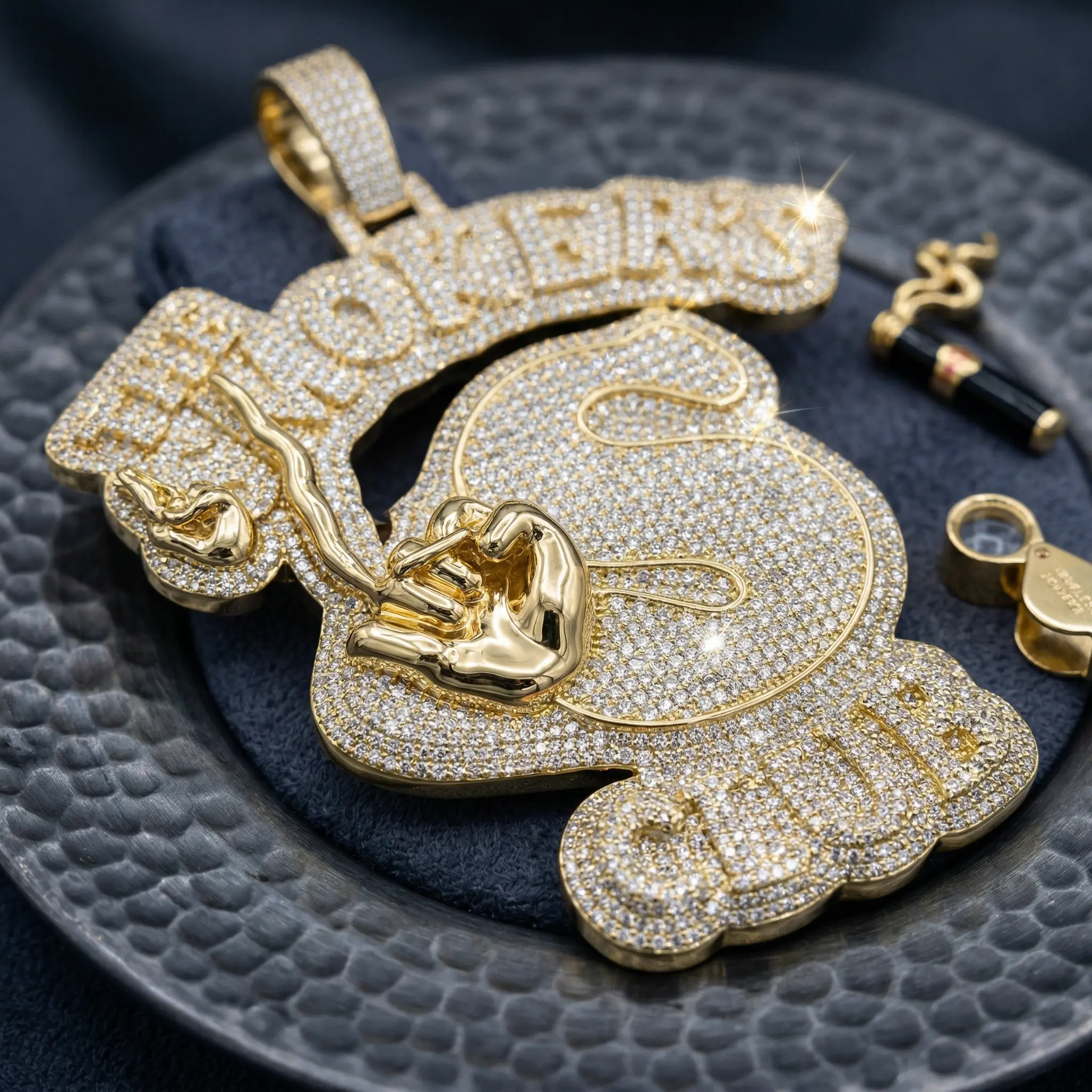 Men's Iced-Out CZ Custom Diamond Necklaces - Personalized Engraving Bling Smoker Pendant, 3D Hand-Holding Joint Charm, Letter Chain Streetwear Accessory with Rope Chain, Letter Chain Necklaces