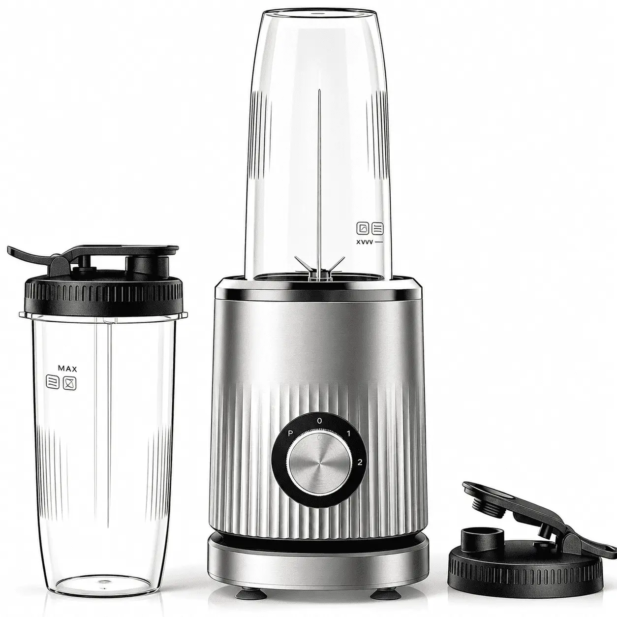 Smoothie Blender, 450W Personal Blender for Kitchen and Blend Shakes,Smoothies,Frozen Drinks, Baby Food with 2 No-BPA Portable Cups-Silver