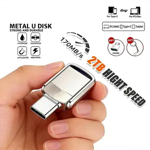 U Disk USB 3.2 Type-C Interface 2TB Metal Pendrive Mobile Phone Computer Mutual Transmission Flash Drive 1TB USB Memory, Usb External Memory, Usb Storage Flash