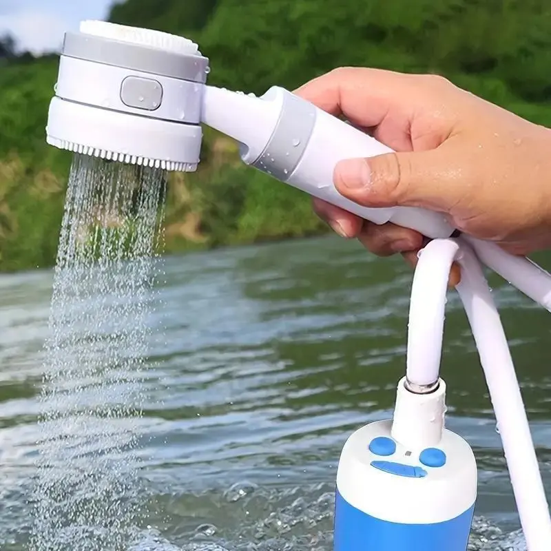 Handheld Compact Camping Shower - 4000mAh Rechargeable Batteries, Adjustable Flow, 2m Hose, Handheld Size, Indoor/Outdoor Shower Use, Camping Gear, Hiking Gear, Travel & Pet Care Accessory
