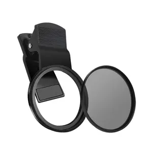YDSY ND2‑400 Variable ND Filter + Phone ClipCompatible with iPhone Huawei Xiaomi Honor OPPO VIVO and other mobile phones with round camera lenses 37mm 52mm 67mm multi‑speed adjustable filter lens with accessories