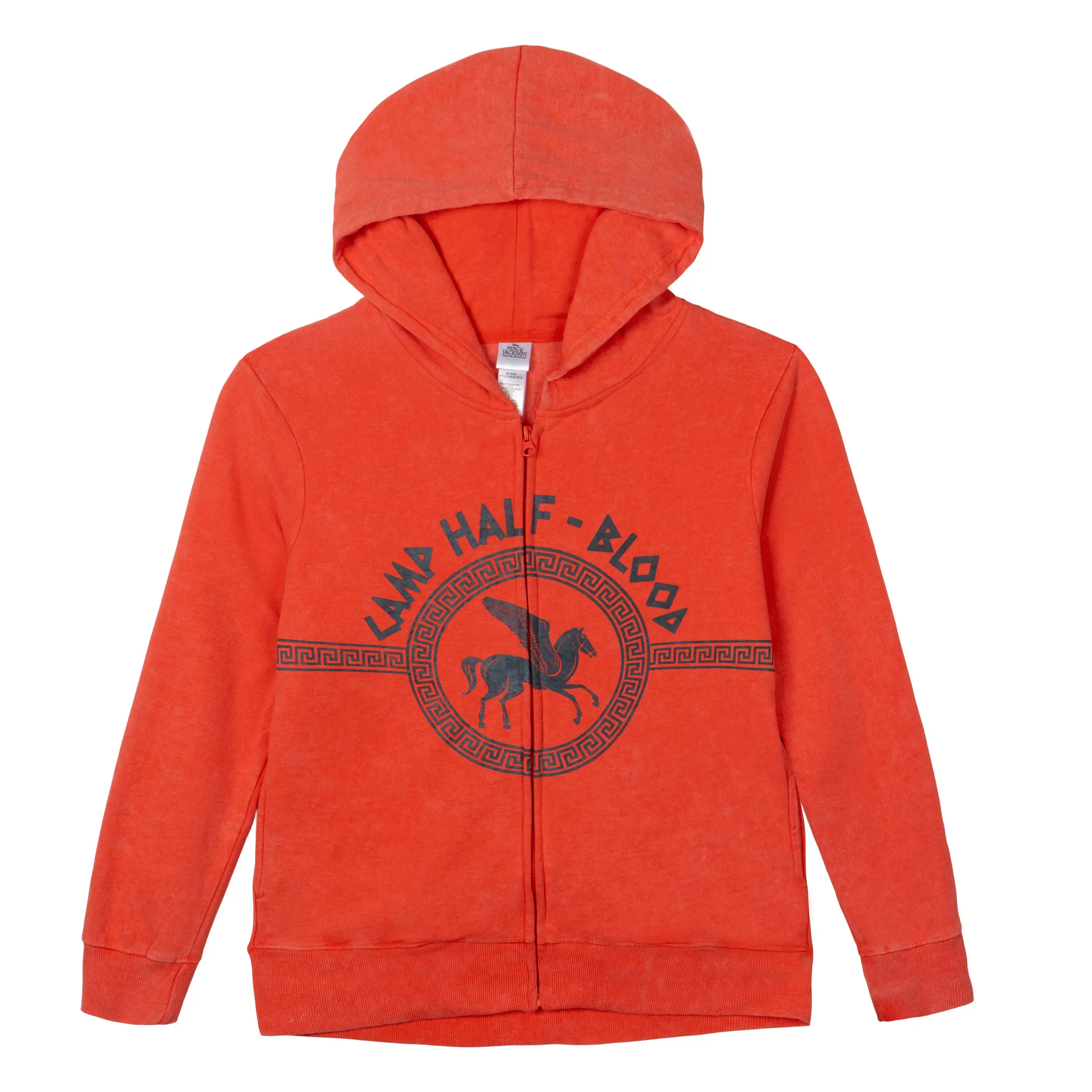 Disney Percy Jackson Unisex Mineral Wash Rust Vintage Long Sleeve Fleece Zip-Up Hoodie - Jersey-Lined Hood, Graphic, Flexible Ribbed Cuffs, Machine Washable, for Casual & Cosplay, Everyday Universal Baby Hoodies & Active Wear