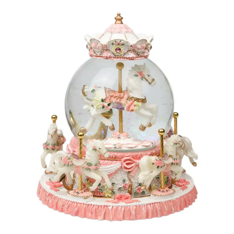 Carousel Design Music Box, Flower, Color Changing LED Lights Musical Box Desk Ornament, Gift for Girl, Teen Girl Gifts, Home Decor for Living Room Bedroom, Rotating Music Box, Decoration [battery Required, without Battery]