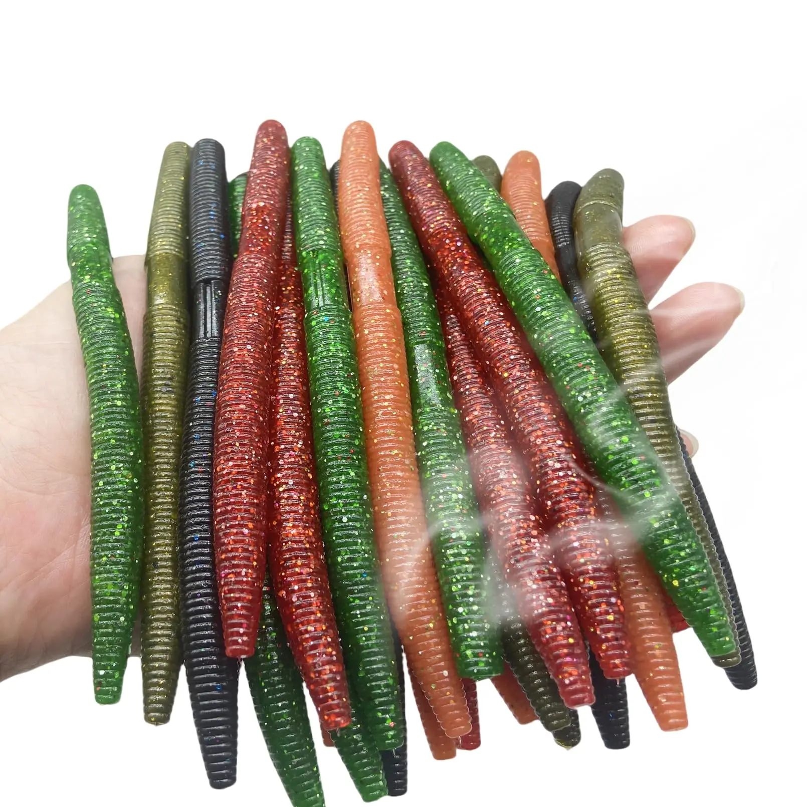 30 5.5" /0.35oz 4"/0.2oz Senko Wacky Worms Soft Fishing Lures,classics/soft 5 Colors Mixed Kit Plastic Worm Stick Baits For Bass Freshwater Saltwater