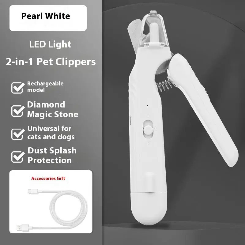2-in-1 pet nail clipper and grinder, dog nail clipper trimmer, ultra quiet electric nail set, rechargeable, suitable for trimming toes and claws of dogs and cats of all sizes
