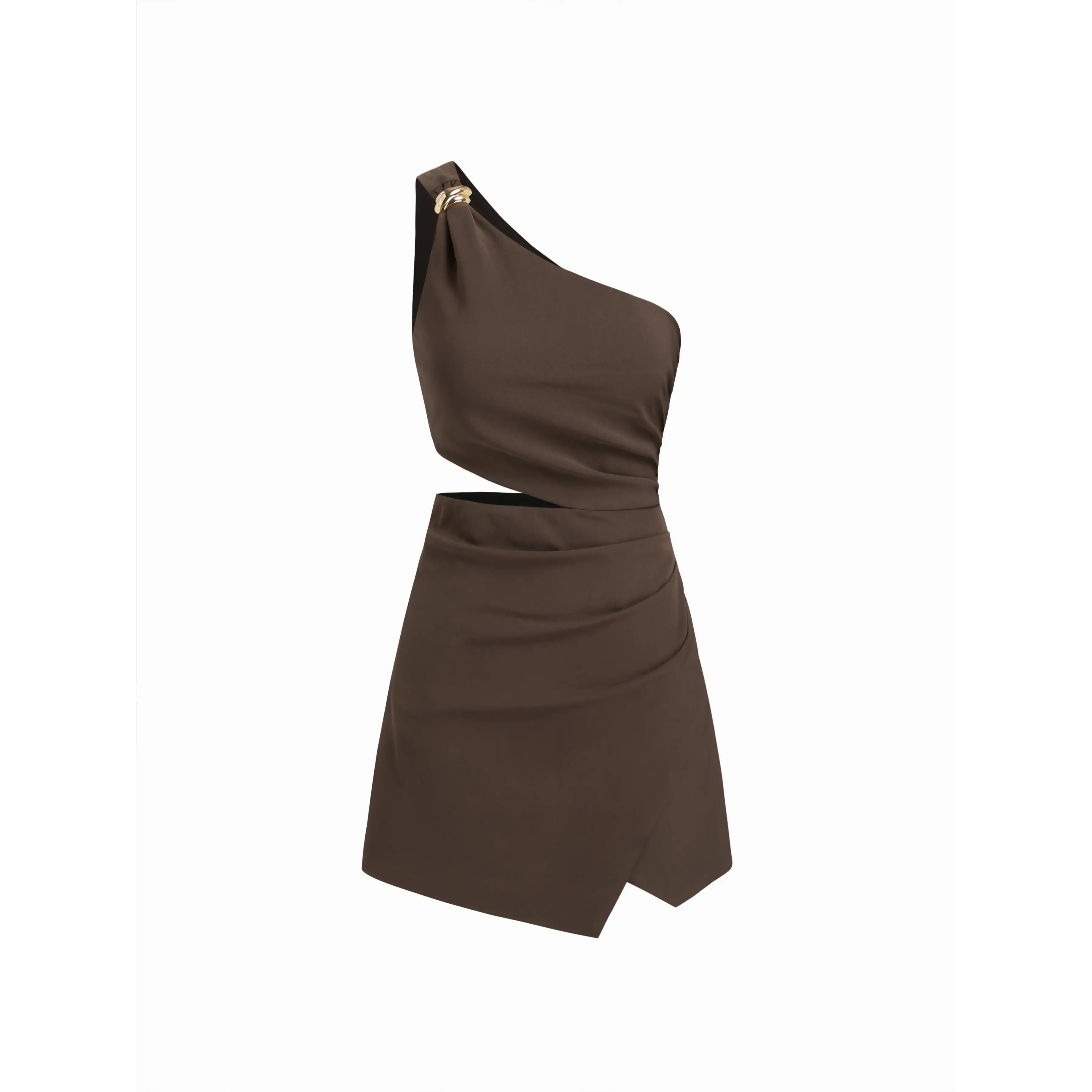 cider asymmetrical dress Gliget Ruffle Trim A Line Maxi Dress CIDER Asymmetrical Neck Solid Ruched Maxi Dress