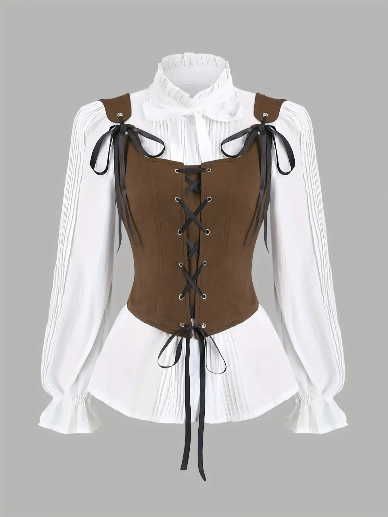 Women's Renaissance Vintage Chic Style Corset Top, Slim-Fitting Short Tank Vest, Fall & Winter Fashion, Plain Pattern, European and American Style Clothes