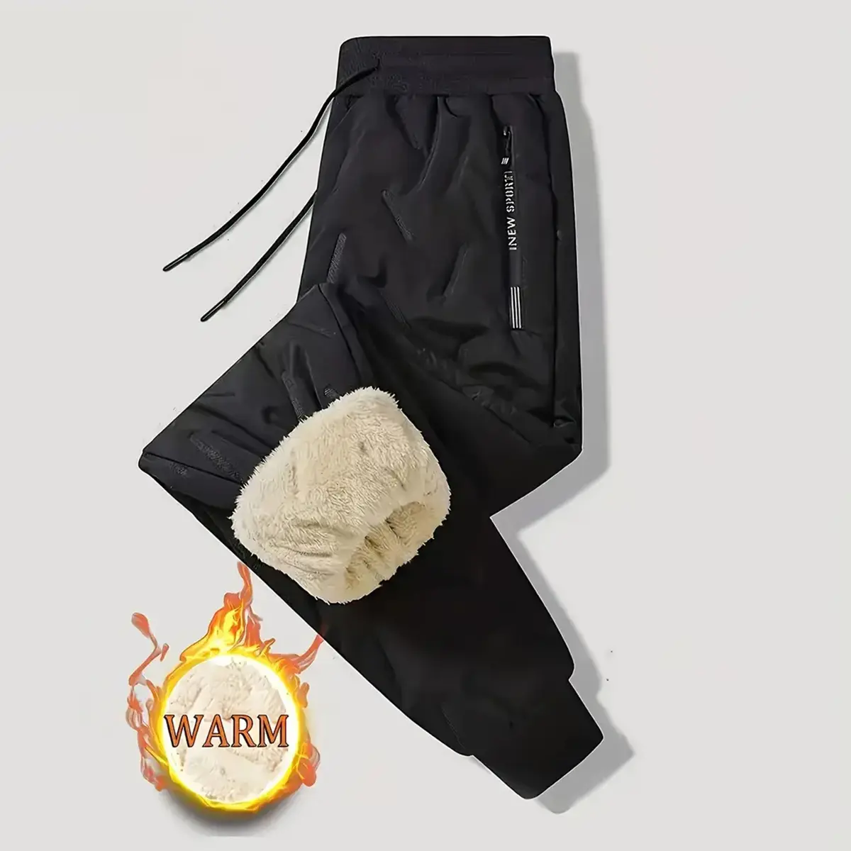 Men's Fitted Heavyweight Insulated Cotton Thermal Pants - Thickened, Cold-Resistant, Drawstring Waistband, Side Pockets, Casual & Office Winter Trousers for Outdoor Activities, Thermal Men's Pants, Thickened Men's Pants