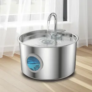 3.2L Stainless Steel Automatic Cat Water Fountain, Quiet Pump with Multi-Filters & Water Level Window, Flowing Water Dispenser for Cats Small Pets outdoorfun