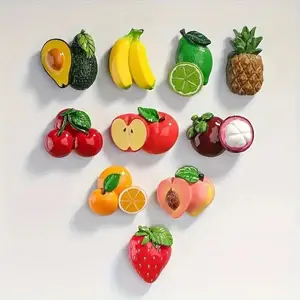 Fruit-Shaped Fridge Magnets, Funny Magnets, 10-Piece Cute Cartoon Fruit Decorative Set, Magnetic Refrigerator Decor for Home Kitchen and Office Decoration