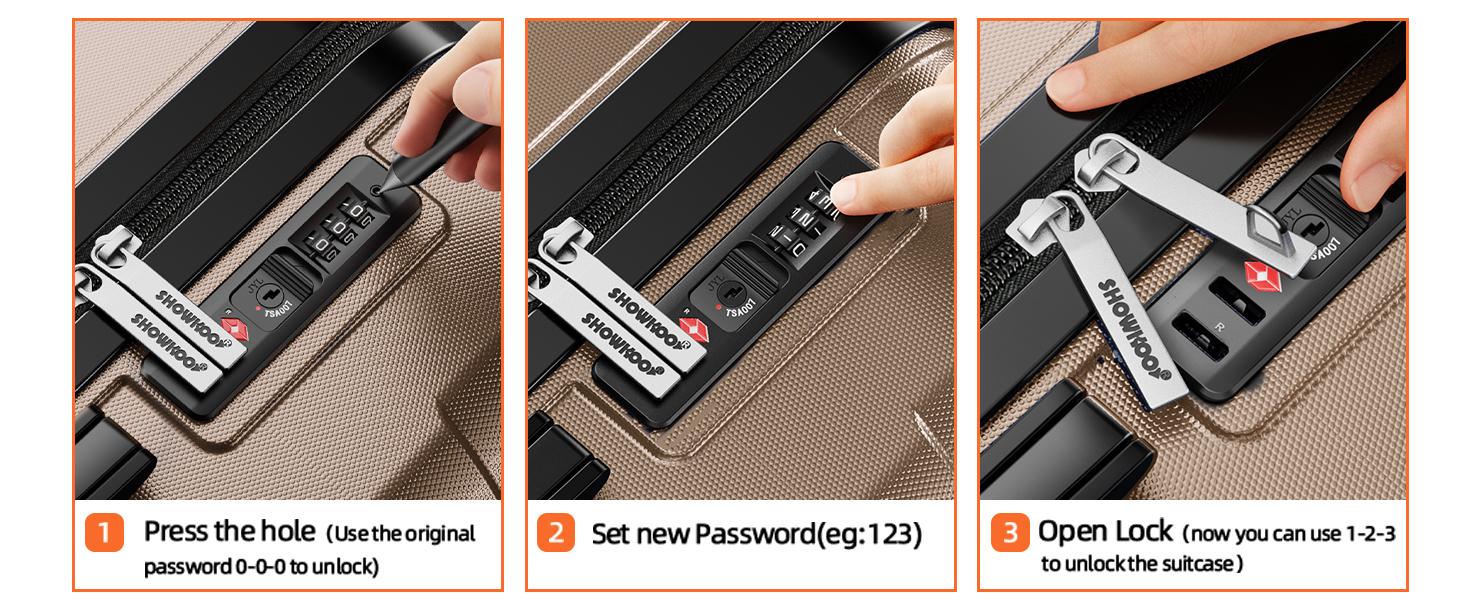 SHOWKOO 3-Piece Luggage Sets Expandable Full PC Durable Carry On Suitcase Sets Double Wheels TSA Lock High-quality for Travel, School, Business