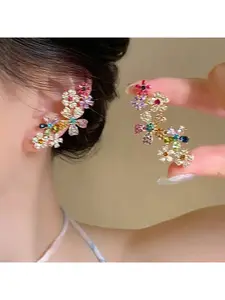 LisiZen Dopamine Color Block Flower Earrings for Women, Light Luxury High-End Trendy Fashion Jewelry, Unique Design Ear Cuffs, Stylish Eye-Catching Aesthetic Statement Earrings for Daily Wear Party Prom Vacation Birthday Gift