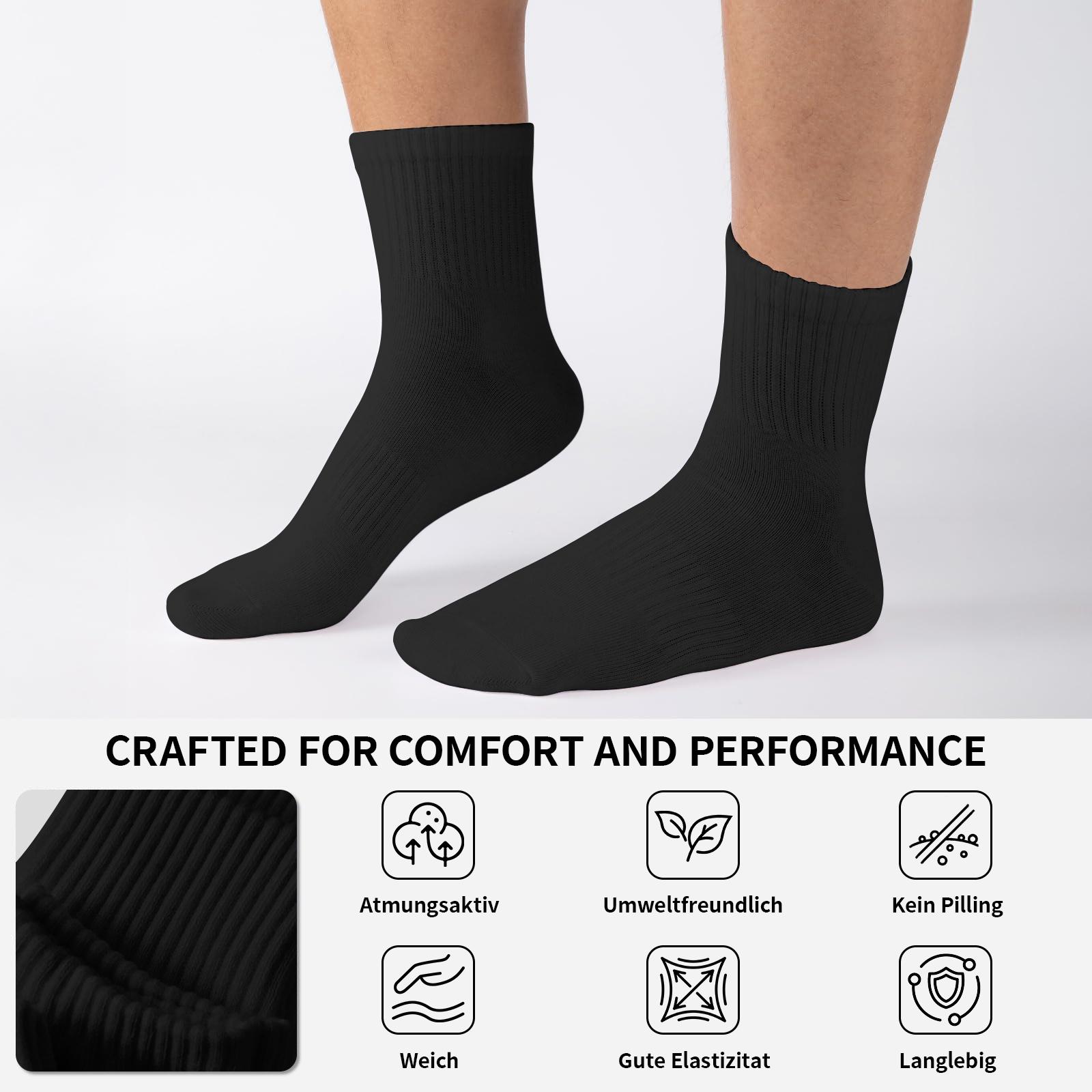 Insoles & Unisex Cotton Mid-Calf Socks  Black & White | Perfect for Shoes | All-Day Comfort Four pairs of socks