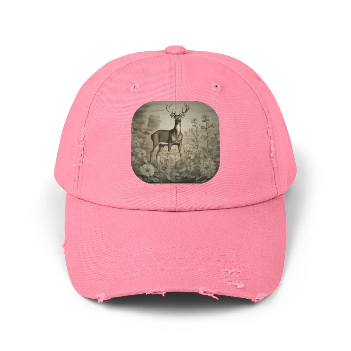 Deer in wildflowers. Hunting season for women. Rustic living country conditions. Rural. Great gift for her. Backwoods Distressed hat