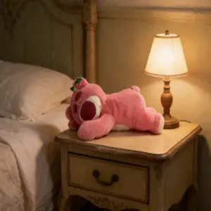 Strawberry Bear plush toy, soft strawberry bear pillow, girl's sleep pillow. The best gift for your girlfriend. Glue Face mushroom lemon crochet weighted birthday festival memorable heart hamster pomni animal baby stuffed trendy huggable kid little